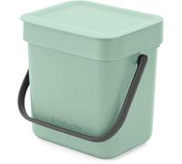 Brabantia Sort & Go 3L Cubo de basura (verde jade), cubo basura reciclaje con asa y tapa extraíble con posición abierta, papelera cocina práctica con diseño compacto, fácil de limpiar