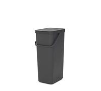 Brabantia Cubo de basura Sort & Go 40 L - reciclaje, asa y tapa abierta, gris