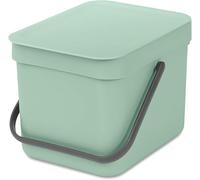 Brabantia Cubo de basura Short & Go 6L verde jade – con asa y tapa extraíble para reciclaje
