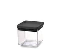 Brabantia tasty + bote apilable cuadrado de plástico transparente, 0.7 l, tapa dark grey