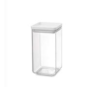 Brabantia tasty + bote apilable cuadrado de plástico transparente, 1.6 l, tapa light grey