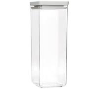 Brabantia tasty + bote apilable cuadrado de plástico transparente, 2.5L, tapa light grey