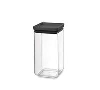 Brabantia Tasty Más Bote apilable Cuadrado de plástico Transparente, Tapa Gris oscuro, 1.6 L