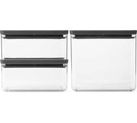 brabantia Tasty + Recipiente Cuadrado Apilable - Dark Grey - Set 2 (2x 1,5 L und 1x 3,5L) brabantia