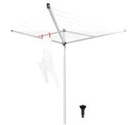 Brabantia - Tendedero Rotary Essential - con Soporte para jardín - Sistema Tipo Paraguas - Cuerdas resisitentes a los Rayos UV - Antideslizantes - Sólido Anclaje - Metallic Gris - 30m