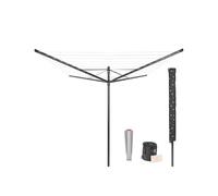 Brabantia - Tendedero Rotary Lift-O-Matic - con Soporte para jardín - Ajustarlo fácilmente a tu Altura - Cuerdas resisitentes a los Rayos UV - Antideslizantes - Gira con Facilidad - Anthracite - 50m
