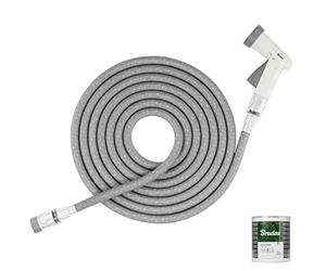 BRADAS - SECRET HOSE WSCH515GY, tubo extensible 5/15 metros, boquilla de 4 funciones, manguera de agua expandible adecuada para jardín, jardinería, riego, limpieza grandes espacios y coches.