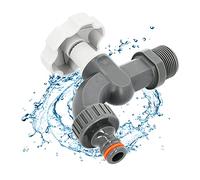 BRADAS White Line - Grifo de jardín de plástico (3/4" x 3/4" | Grifo de repuesto para cisterna de agua de lluvia, manguera de riego, con adaptador de conexión de manguera