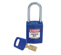 Brady CPT-BLU-38AL-KD Candado SafeKey, azul, 3 pulgadas de alto x 1.25 pulgadas de ancho x 0.75 pulgadas de profundidad