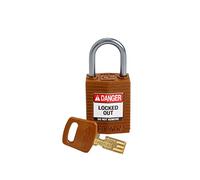 Brady CPT-BRN-25AL-KD Candado SafeKey, marrón, 2.6 pulgadas de alto x 1.25 pulgadas de ancho x 0.75 pulgadas de profundidad