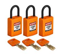 Brady SafeKey - Candado de bloqueo (nailon, 2,54 cm, plástico, con llave similar, 3 unidades)