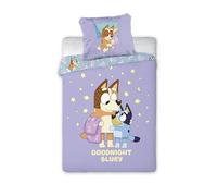 BrandMac Bluey & Bingo - Juego de funda nórdica de 140 x 200 cm con funda de almohada de 50 x 70 cm | Juego de cama oficial Bluey | Diseño de dibujos animados para cama individual