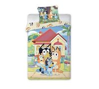 BrandMac Bluey & Family - Juego de funda nórdica de 140 x 200 cm con funda de almohada de 50 x 70 cm | Juego de cama oficial Bluey | Diseños reversibles para cama infantil