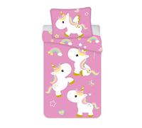 BrandMac - Juego de cama con diseño de unicornios, 100% algodón, funda nórdica reversible de 135 x 200 cm y funda de almohada de 80 x 80 cm, Rainbow, arco iris