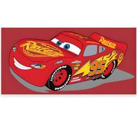 BrandMac Toalla de playa y baño de Disney Cars de 70 x 140 cm, 100 % algodón, suave y absorbente, toalla de baño y natación para niños, diseño de "Lightning McQueen" Red Racing Action Disney | Ideal