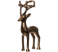 Brandsseller Figura decorativa de reno, decoración navideña, ciervo decorativo, aluminio, dorado, 15 cm de alto