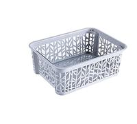BranQ - Home essential - Cesta de almacenamiento universal, multifuncional, en diseño de bambú, plástico sin BPA, tamaño S - 2,5 L, 1 unidad, color gris claro