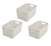 BranQ Home essential, Cesta de Mimbre de Plástico, Beige, Tamaño S, 7 L - Set de 3 unidades