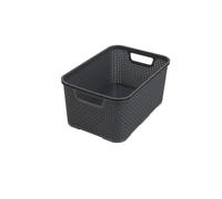 BranQ - Home Essential Cesta universal multifuncional en diseño de ratán, tamaño M 10 L, sin bisfenol A, plástico polipropileno, antracita, 28,8 x 19,7 x 16,2 cm