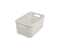 BranQ - Home Essential Cesta universal multifuncional en diseño de ratán, tamaño M 10 L, sin BPA, plástico PP, crema, 28,8 x 19,7 x 16,2 cm