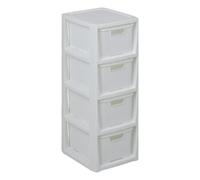 BranQ - Home essential - Estantería en diseño de ratán, plástico Polipropileno sin bisfenol A, Color Blanco, 29,5 x 24 x 64,2 cm, 4 cestas