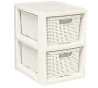 BranQ - Home essential Estantería en diseño de ratán, plástico PP, Crema, 29,5 x 24 x 32,8 cm