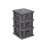 BranQ - Home essential Estantería Universal Multifuncional con diseño de bambú, plástico sin bisfenol A, 3 cestas, Color Antracita, Polipropileno, 3 Körben