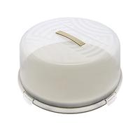 BranQ - Home essential Joy - Recipiente redondo para tartas con tapa alta y asa de transporte, plástico (PP), sin BPA, color salvia/transparente, 334 x 156 mm