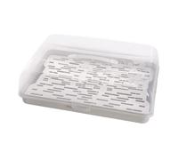 BranQ - Home essential Tartera rectangular de plástico (PP), con tapa alta, asa práctica y recipiente para gelatina, sin BPA, transparente/gris