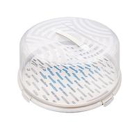 BranQ Home Essential - Tartera redonda para tartas con tapa alta, asa práctica y bandeja de enfriamiento, plástico (PP), sin BPA, color crema/transparente, 334 x 156 mm