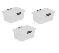 BranQ Home essential Velur Velur - Juego de 3 recipientes de almacenamiento universales con tapa (8 L, plástico polipropileno, sin bisfenol A), transparente