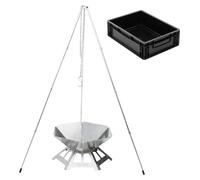 Brasero parrilla barbacoa cuenco de fuego - Acero inoxidable - 2,2 kg - Con rejilla y trípode - Para jardín y camping