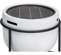 Brasero portátil para exteriores, chimenea para jardín, terraza y camping, brasero con parrilla y compartimento de almacenamiento de madera, diseño seguro