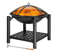 Brasero y soporte de acero pulverizado color negro