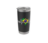 Brasil Latido Del Corazón Bandera Brasileña Mapa Vaso térmico de acero inoxidable de doble pared