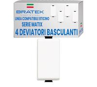 BRATEK Set 4 Desviador compatible con bticino matix, Desviador eléctrico compatible con Serie matix, Insertos eléctricos