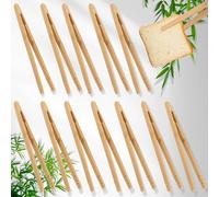 Brateuanoii 12 Piezas Pinza de Madera para Té, Pinza de Tostadas, Pinzas de Cocina de Bambú, Pinzas para Tostadas de Cocina, Pinzas para Tostadora, para Ensaladas, Horneado, Seguro y no Tóxico