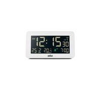 Braun Reloj Despertador Digital controlado por Radio Zona horaria de Europa Central (DCF) con visualización de Fecha, Mes y Temperatura, Pantalla LCD Negativa, Blanco, Modelo BC10W-DCF.