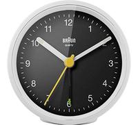 Braun Reloj despertador analógico BC12WB – cuarzo, función de repetición y luz – negro/blanco