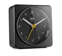 Braun klassischer analoger Quarzwecker in Schwarz/Schlummerfunktion & Lichtfunktion/ruhiges Präzisions-Quarzuhrwerk/leuchtende Zeiger/Crescendo-Alarm/Modell BC03B