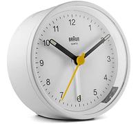 Braun klassischer analoger quarzwecker in weiß/schlummerfunktion & li