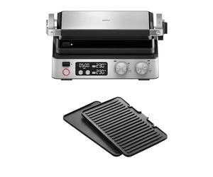 Braun MultiGrill 7 CG 7040, Plancha Cocina Eléctrica con Control Electrónico, 2 Termostatos Independientes, 3 Posiciones de Cocción, Placas Lavables en Lavavajillas, 2000 W, Negro/Acero Inoxidable