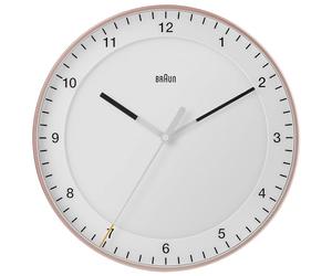Braun Reloj de Pared analógico Grande Classic con Movimiento de Barrido silencioso, fácil de Leer, 30 cm de diámetro en Rosa y Blanco, Modelo BC17PW.