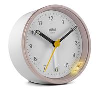 Braun Reloj despertador BC12PW analógico – cuarzo silencioso, repetición e iluminación – Blanco/Rosa