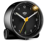 Braun Reloj Despertador analógico clásico función repetición e iluminación, Movimiento de Cuarzo silencioso, Alarma por pitido en Crescendo en Negro, Modelo BC01B.