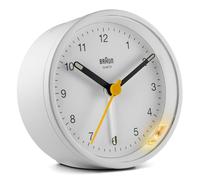 Braun Reloj Despertador analógico clásico función repetición e iluminación, Movimiento de Cuarzo silencioso, Alarma por pitido en Crescendo en Blanco, Modelo BC12W.