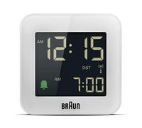 Braun Reloj Despertador de Viaje controlado por Radio Zona con Hora Central Europea (DCF) con función repetición, configuración rápida, Alarma por pitido en Crescendo Blanco, BC08W-DCF.