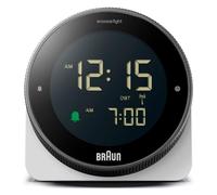 Braun Reloj Despertador Digital controlado por Radio para Zona horaria de Europa Central (DCF), Pantalla LCD inversa, Bisel Giratorio para Ajuste rápido de la Hora, Blanco, Modelo BC24W-DCF