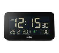Braun Reloj despertador digital BC10B – Fecha y temperatura, LCD negativa, alarma crescendo – Negro