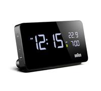 Braun Reloj Despertador Digital Pantalla LCD, 2 Puertos USB-C para Cargar Otros Dispositivos, visualización de Fecha y Hora, repetición táctil, configuración rápida, en Negro, Modelo BC20B.